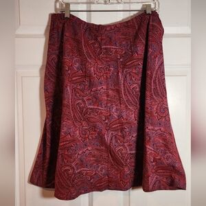 Blair Vintage Colorful Paisley Print Lightweight Pull On Knee Length Skirt